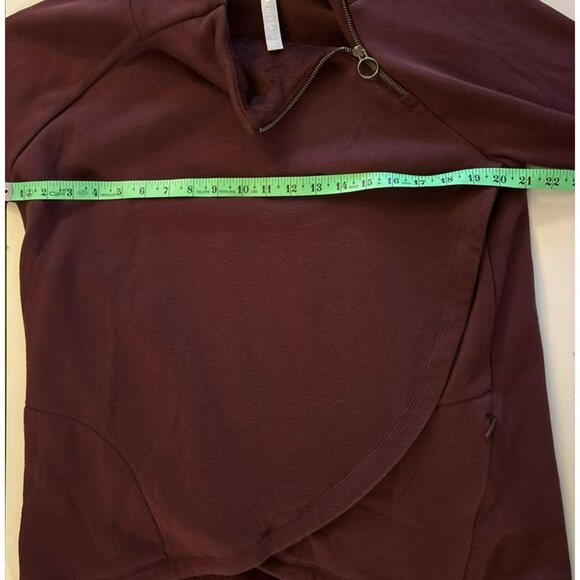 Athleta Cozy Karma Asym Pullover Burgundy Sweatshirt Size L - Picture 6 of 7